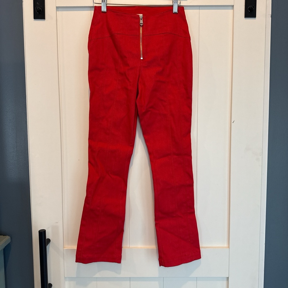 Cinq à Sept Vibrant Red Pants with Zipper